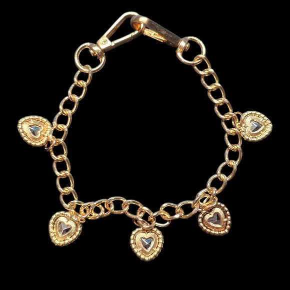 Elegant Gold Bag Chain with Colorful Heart Accents - Picture 3 of 3